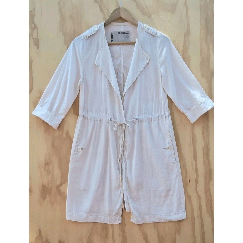 Blanc Basque Japanese Duster Jacket White Sheer Linen Cotton Made In Japan S - Picture 2 of 11